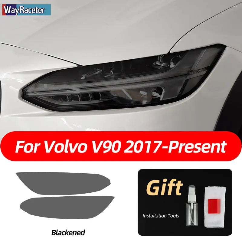 2 Pcs Smoked Black TPU Sticker Transparent Car Headlight Protective Film for Volvo XC40 XC60 XC90 S60 S90 V60 V90 2020 2021 2022