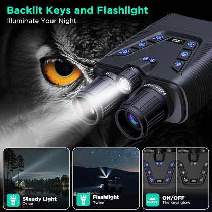 Night Vision Goggles, 58MP Full-Color 4K Night Vision Binoculars for Adults with 10000Mah Fast Charging Battery, 64GB Card, 3.99" Screen and 1968FT Viewing Range for Camping Hunting & Security(Black)
