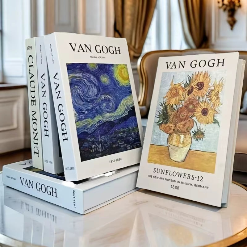 Abstract Van Gogh Luxury Fake Book Home Decor Boho Bauhaus Decorative Books Storage Box Coffee Table Bedroom Interior Decoration