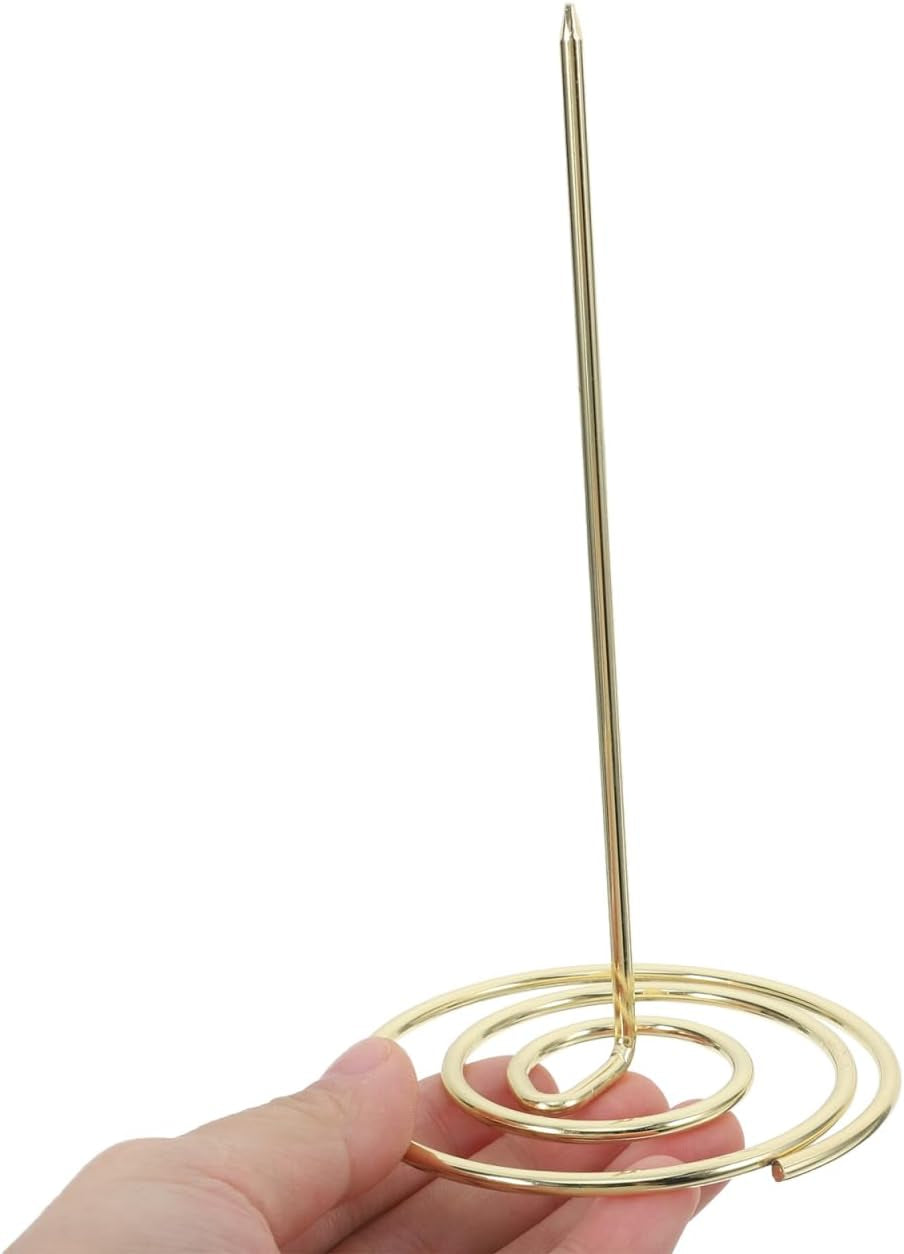 2Pcs Restaurant Check Spindle, Stainless Steel Receipt Holder Bill Fork Memo Invoice Spike Stick for Restaurant and Office Use (Gold)