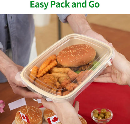 50 Pack 32 Oz Paper Meal Prep Bowls with Lids for Salad, Pasta, Nacho, Burrito, Paper Meal Prep Container Take Out Food Container with Lid (50 Bowls 50 Lids)