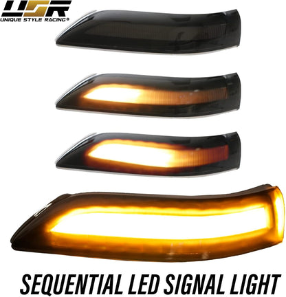 Black Smoke Lens Performance Mirror Turn Signal Light with Sequential Amber LED Output (Left + Right) Compatible with 2007-2008 Acura TL Base Models and Type-S
