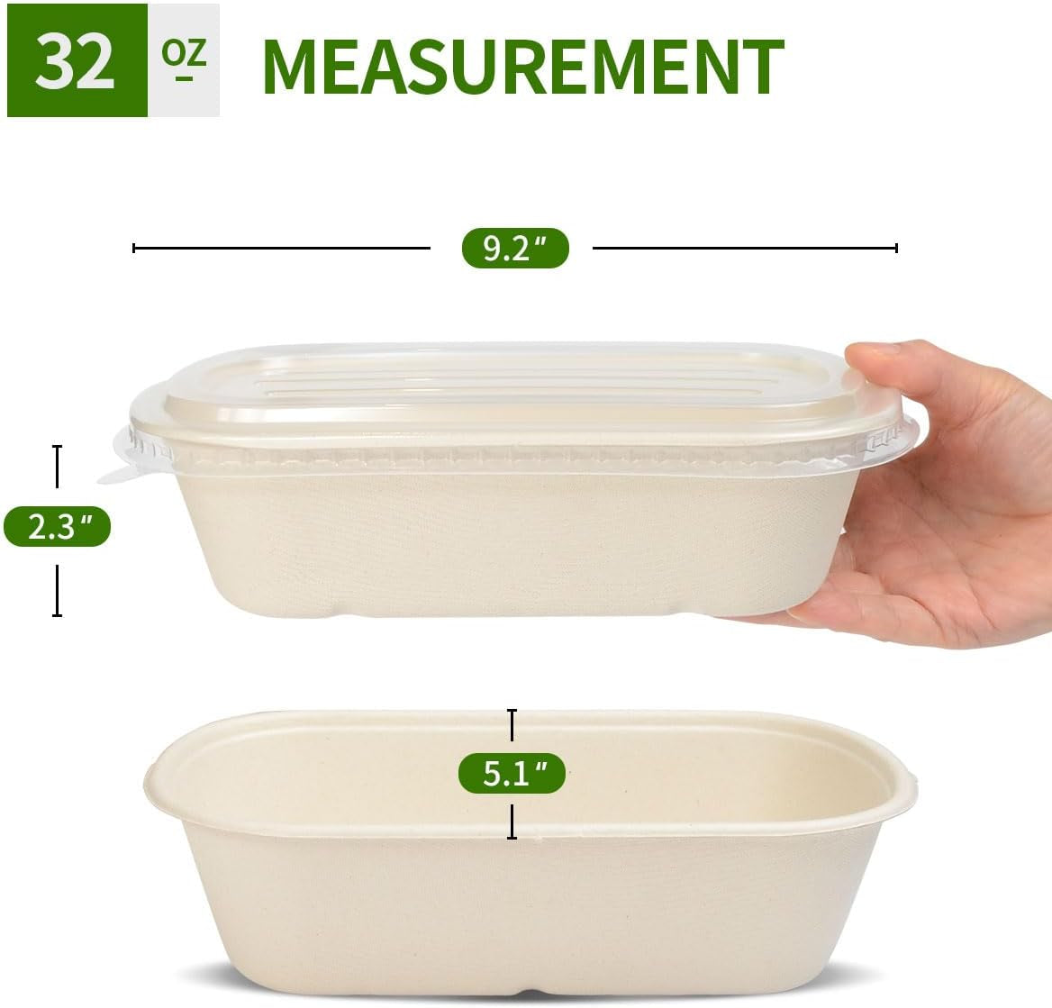 50 Pack 32 Oz Paper Meal Prep Containers Disposable Food Conatiners with Lids, Deep Large Meal Prep and Take Out Food Containers for Salads, Lunch (50 Bowls 50 Lids)