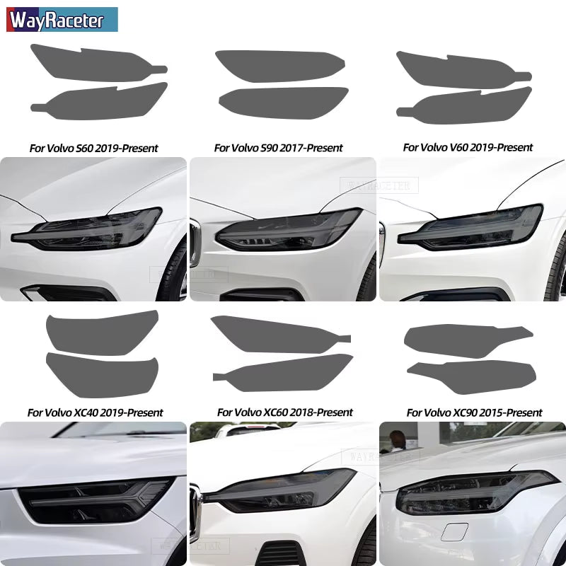2 Pcs Smoked Black TPU Sticker Transparent Car Headlight Protective Film for Volvo XC40 XC60 XC90 S60 S90 V60 V90 2020 2021 2022