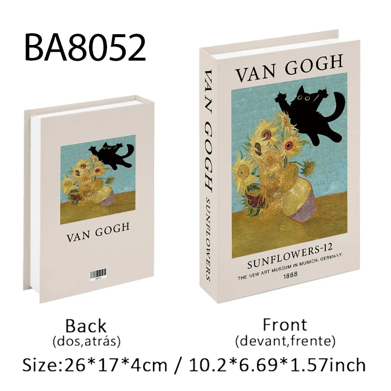 Abstract Van Gogh Luxury Fake Book Home Decor Boho Bauhaus Decorative Books Storage Box Coffee Table Bedroom Interior Decoration