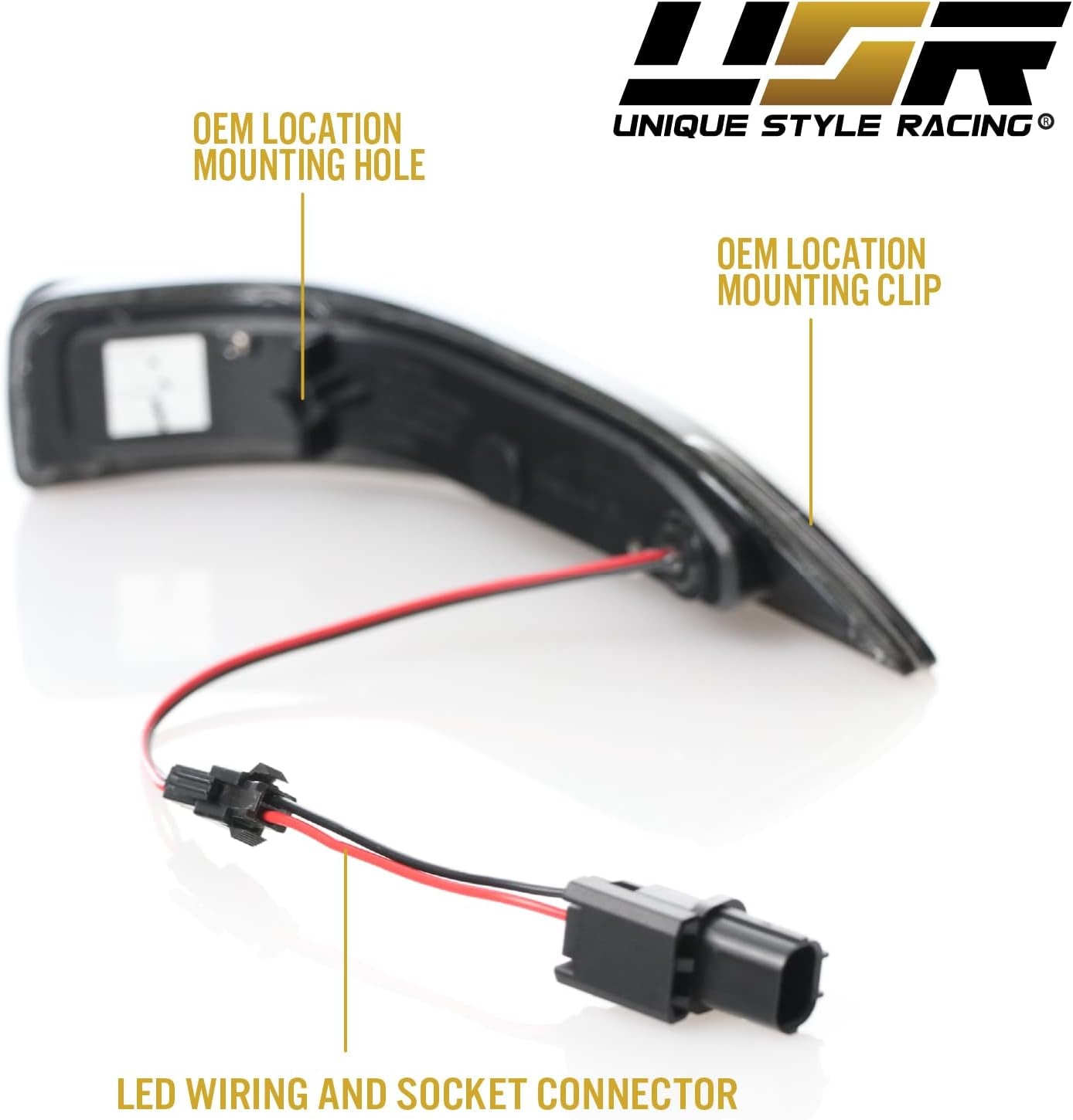 Black Smoke Lens Performance Mirror Turn Signal Light with Sequential Amber LED Output (Left + Right) Compatible with 2007-2008 Acura TL Base Models and Type-S