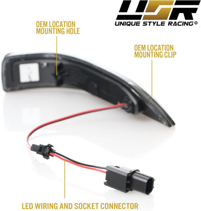 Black Smoke Lens Performance Mirror Turn Signal Light with Sequential Amber LED Output (Left + Right) Compatible with 2007-2008 Acura TL Base Models and Type-S