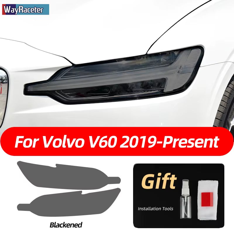 2 Pcs Smoked Black TPU Sticker Transparent Car Headlight Protective Film for Volvo XC40 XC60 XC90 S60 S90 V60 V90 2020 2021 2022