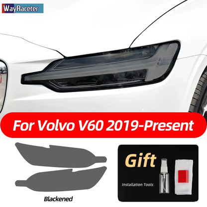 2 Pcs Smoked Black TPU Sticker Transparent Car Headlight Protective Film for Volvo XC40 XC60 XC90 S60 S90 V60 V90 2020 2021 2022