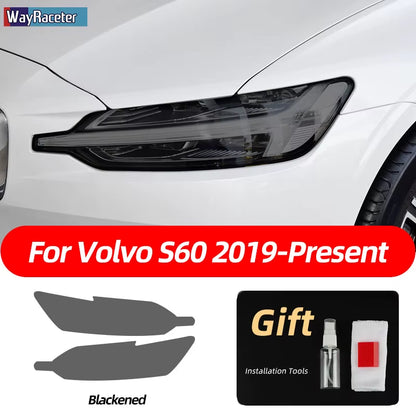 2 Pcs Smoked Black TPU Sticker Transparent Car Headlight Protective Film for Volvo XC40 XC60 XC90 S60 S90 V60 V90 2020 2021 2022