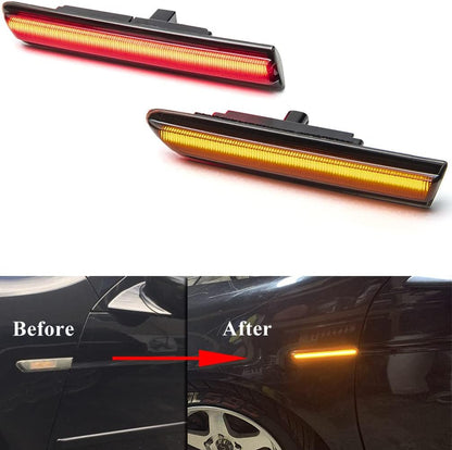Amber/Red LED Side Marker Lights for Acura TL 2004 2005 2006 2007 2008 Smoked Lens Front/Rear Left&Right LED Sidemarker Lamps Replacements