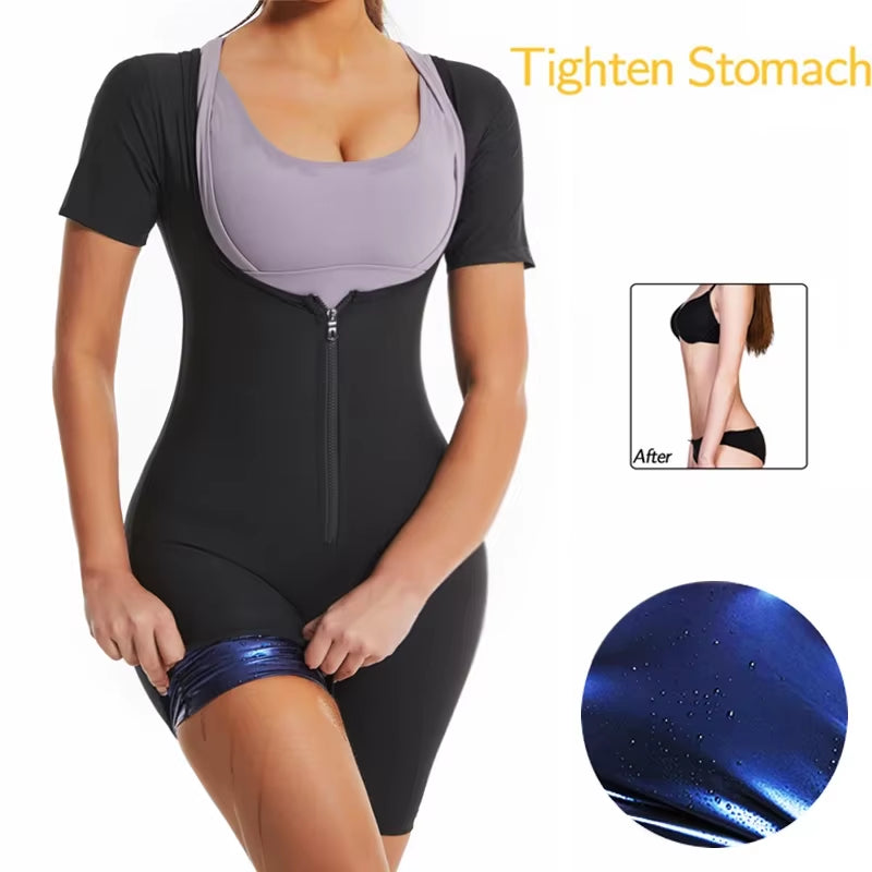 Women Sauna Suit Sweat Shirts Slimming Hot Thermal Fat Burning Shaper Waist Trainer Legging Trimmer Corset Weight Loss Bodysuits