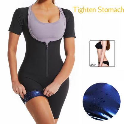 Women Sauna Suit Sweat Shirts Slimming Hot Thermal Fat Burning Shaper Waist Trainer Legging Trimmer Corset Weight Loss Bodysuits