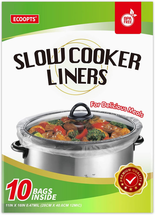 Slow Cooker Liners Disposable Cooking Bags Small Size Pot Liners Fit 1QT to 3QT Suitable for Oval & round Pot (10)