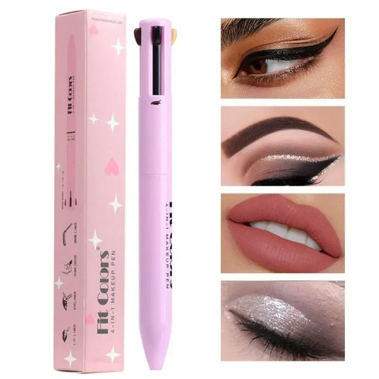 4-In-1 Makeup Pen Eyebrow Pencil, Eyeliner, Lip Liner, Highlighter Eyeshadow Pen Multi-Functional 4-Color Set Counter Makeup Pen