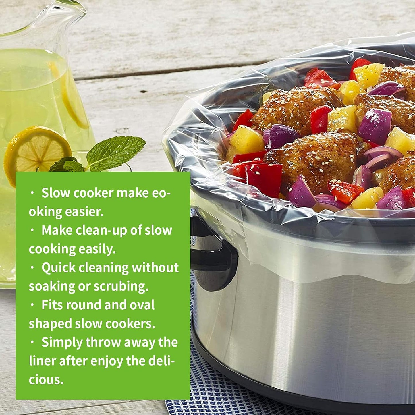 Slow Cooker Liners Disposable Cooking Bags Small Size Pot Liners Fit 1QT to 3QT Suitable for Oval & round Pot (10)