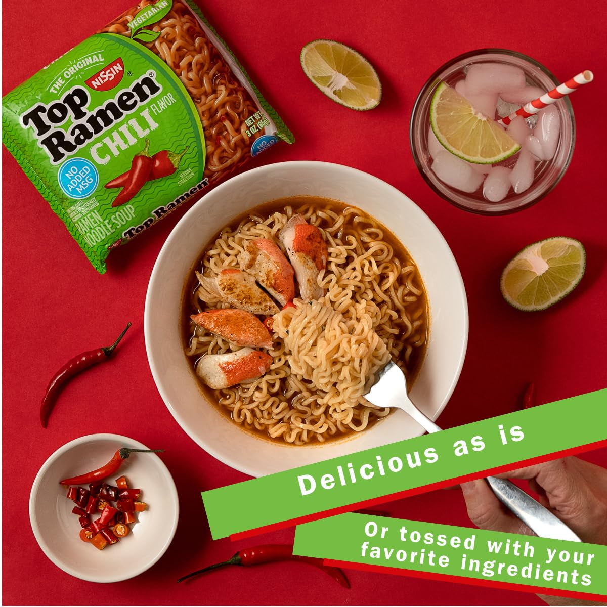 Top Ramen Noodle Soup, Chili, 3 Ounce (Pack of 24)