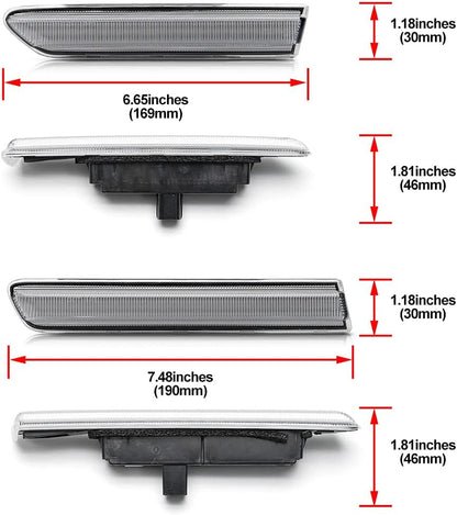 Amber/Red LED Side Marker Lights for Acura TL 2004 2005 2006 2007 2008 Clear Lens Front/Rear Left Right LED Sidemarker Lamps Replacements