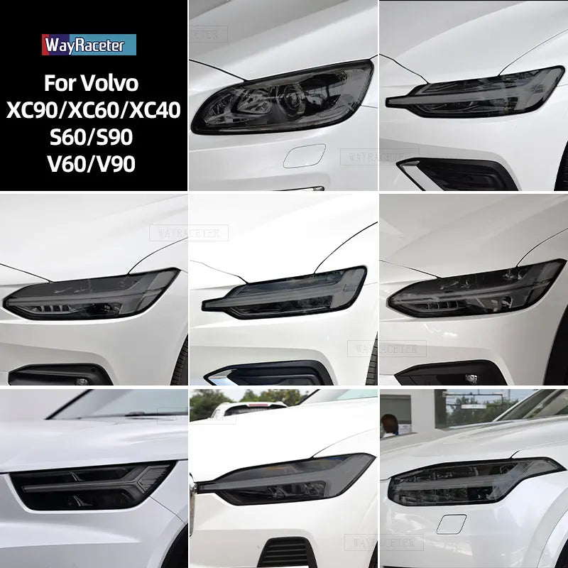 2 Pcs Smoked Black TPU Sticker Transparent Car Headlight Protective Film for Volvo XC40 XC60 XC90 S60 S90 V60 V90 2020 2021 2022