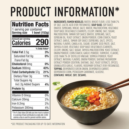 Japanese-Style Vegan Tonkotsu Ramen Soup Bowl, Non-Gmo, 5.4 Oz (Pack of 6)
