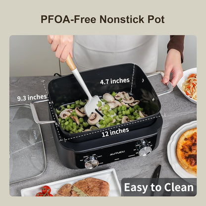 7-Quart Slow Cooker | Pfoa-Free Ceramic Coating, Dishwasher Safe Oven Safe to 450°F, Perfect for Large Families, Entertaining (With Timer)