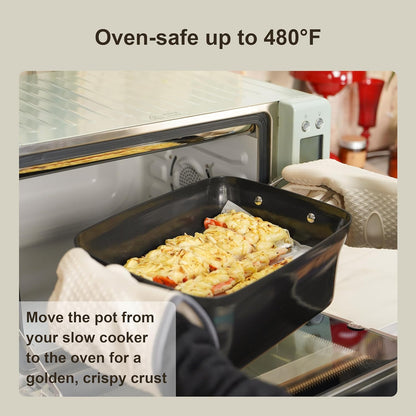 7-Quart Slow Cooker | Pfoa-Free Ceramic Coating, Dishwasher Safe Oven Safe to 450°F, Perfect for Large Families, Entertaining (With Timer)