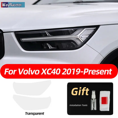 2 Pcs Smoked Black TPU Sticker Transparent Car Headlight Protective Film for Volvo XC40 XC60 XC90 S60 S90 V60 V90 2020 2021 2022